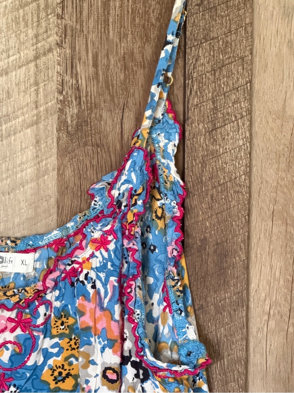 Natural Life Blue Floral Spaghetti Strap Tank Top - Picture 5 of 12